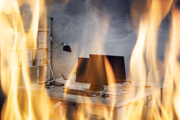 commercial office fire damage